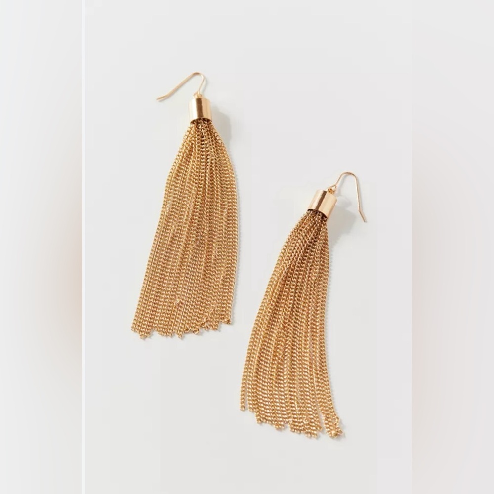 NWT Urban Outfitters Tassel Earrings in Gold